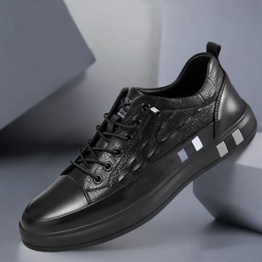 Baskets Homme - Cuir Texturé - Confort Quotidien - Semelle Antidérapante