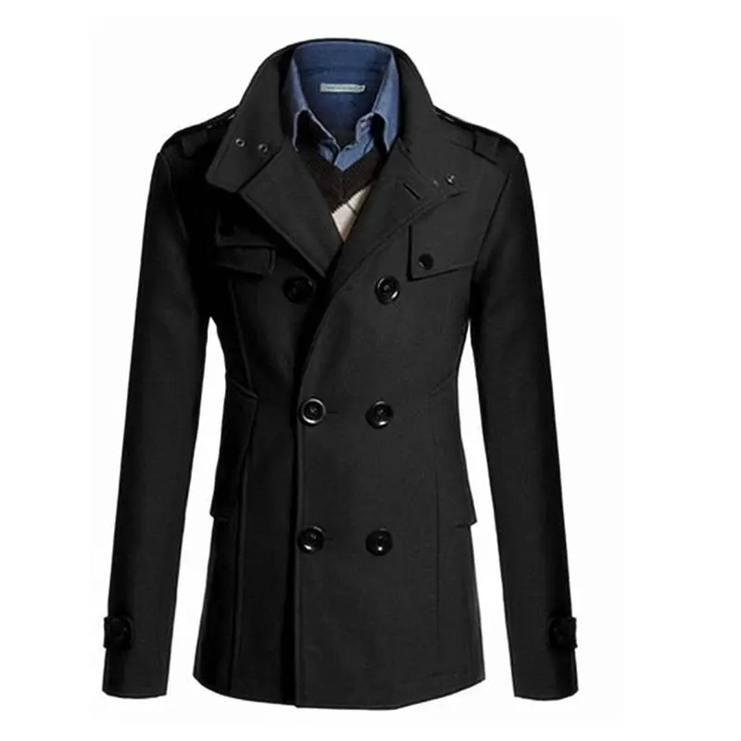 Manteau homme – Laine mélangée – Coupe structurée – Double boutonnage formel