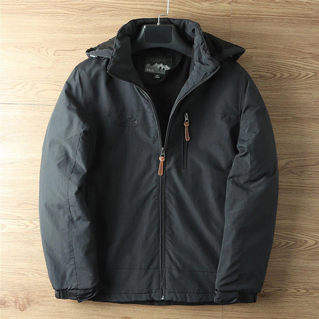 Veste homme outdoor – Coupe standard – Déperlante – Doublure polaire – Capuche – Poches zippées