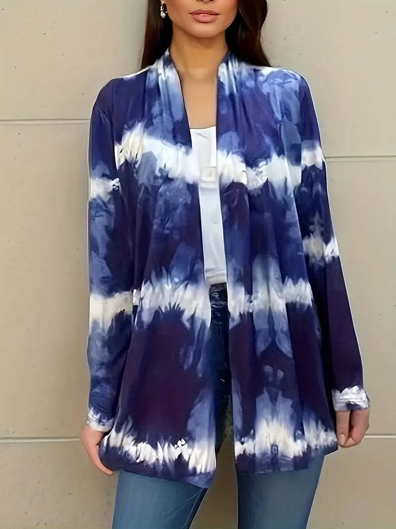 Cardigan ouvert tie-dye élégant et chic bohème pour femme