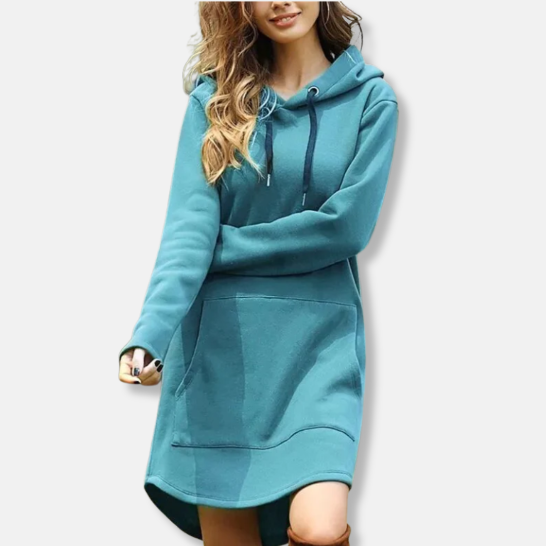 Robe sweat femme – coupe décontractée – coton doux – manches longues avec capuche