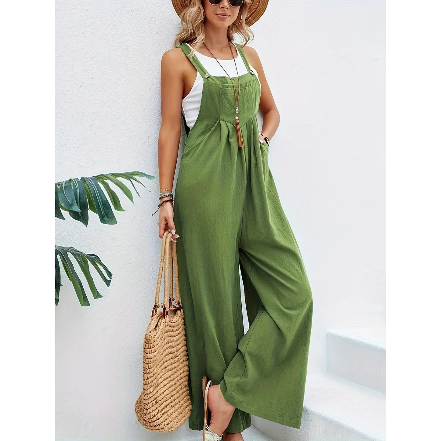 Salopette Femme - Coupe Ample - Jambes Larges - Bretelles Réglables - Style Décontracté