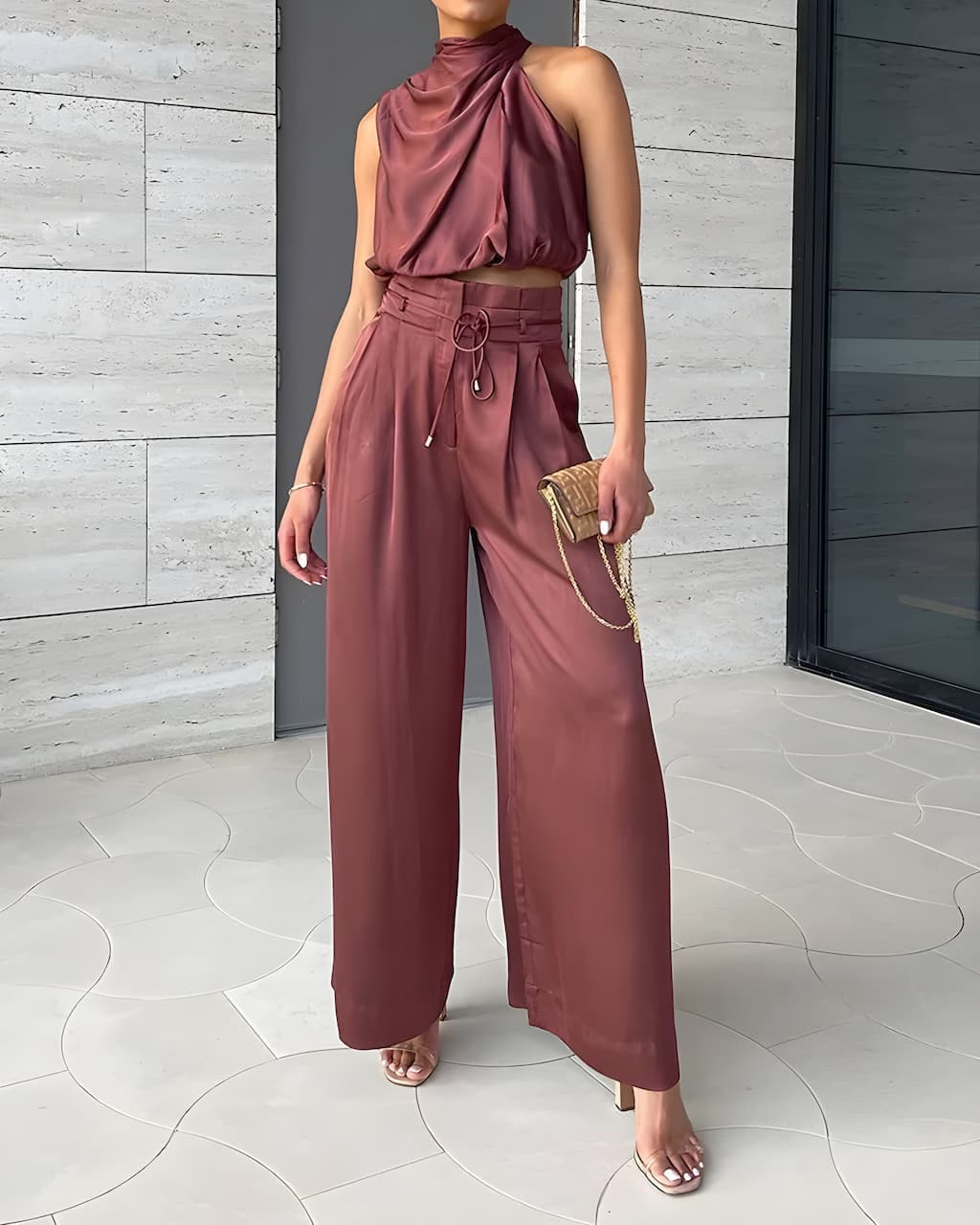 Mala - Bel ensemble composé d'un haut élégant et d'un pantalon large