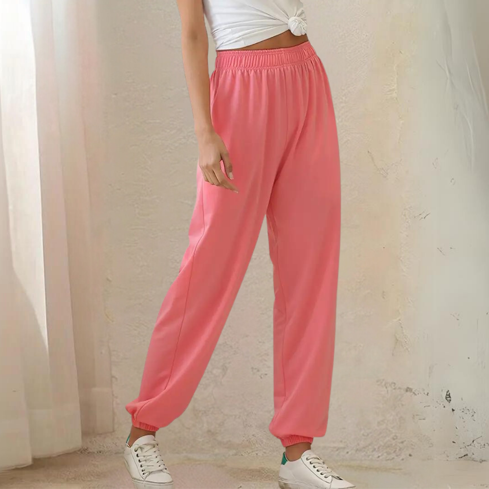 Pantalon de jogging femme – Coupe ample – Maille douce – Taille élastique – Ourlet resserré