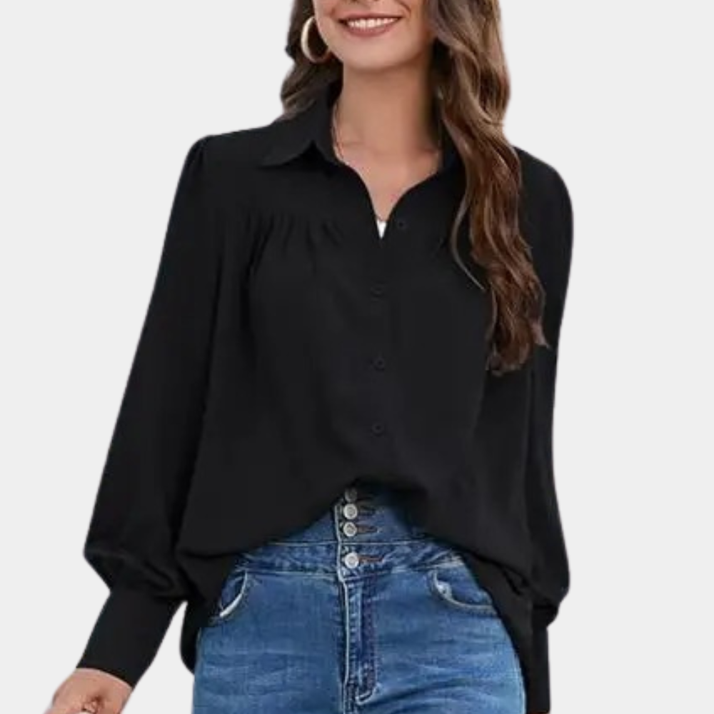 Blouse Femme - Coupe Ample - Manches Longues - Col Classique - Boutonnée Élégante