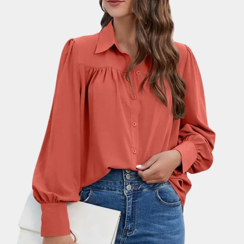 Blouse Femme - Coupe Ample - Manches Longues - Col Classique - Boutonnée Élégante