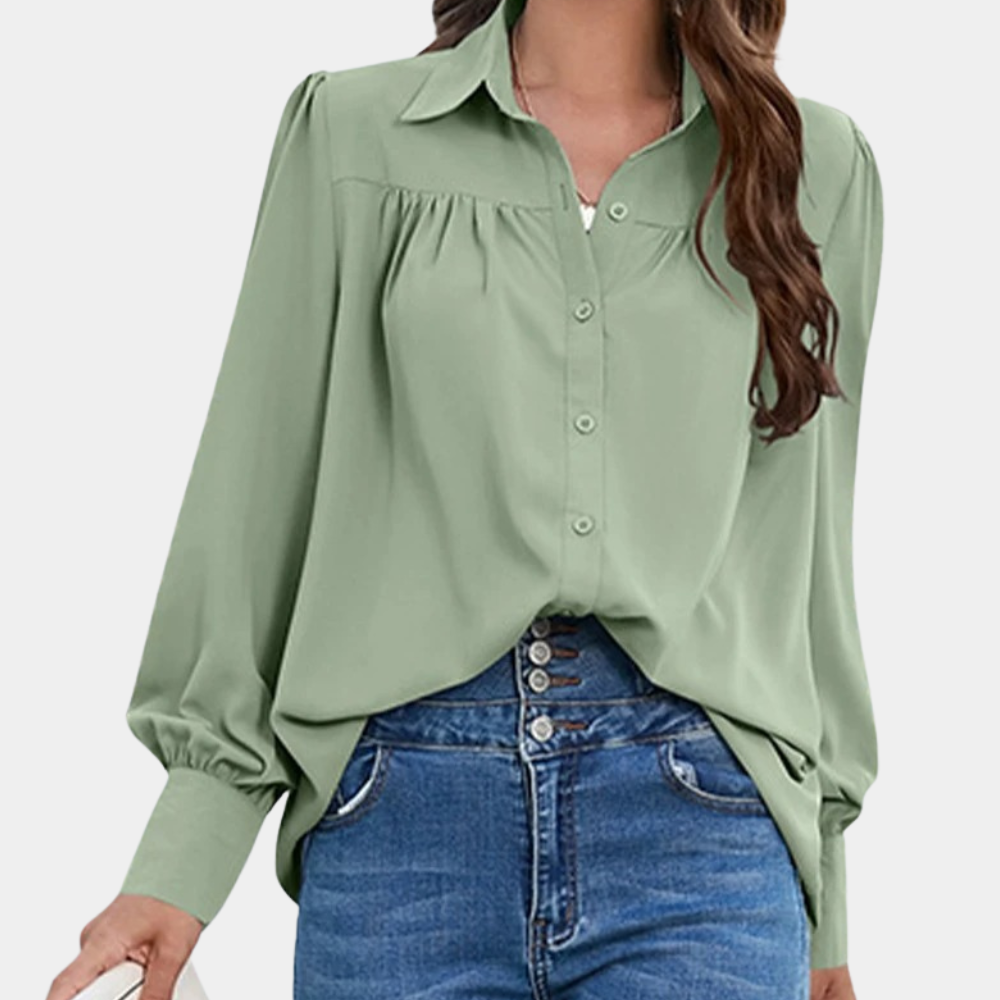 Blouse Femme - Coupe Ample - Manches Longues - Col Classique - Boutonnée Élégante