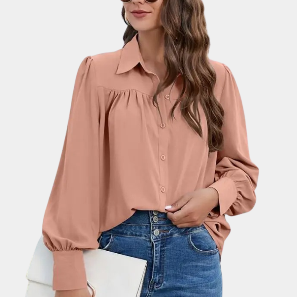 Blouse Femme - Coupe Ample - Manches Longues - Col Classique - Boutonnée Élégante