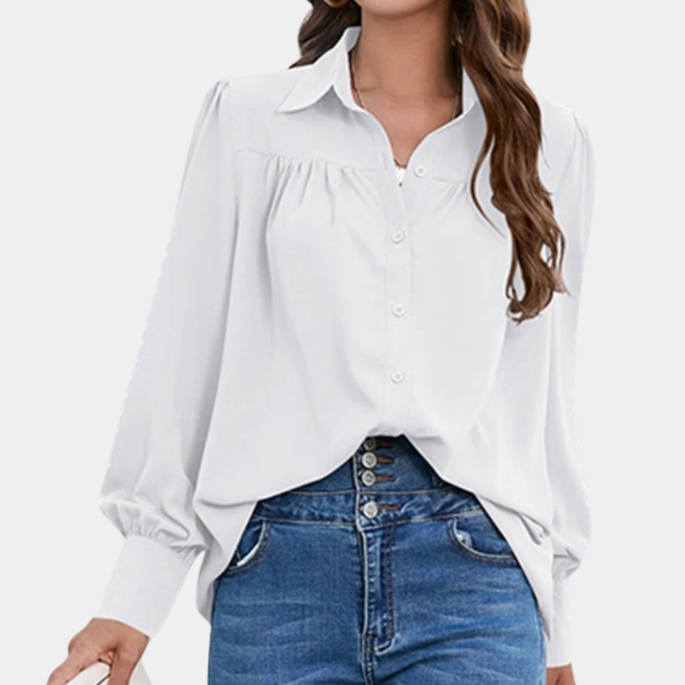 Blouse Femme - Coupe Ample - Manches Longues - Col Classique - Boutonnée Élégante