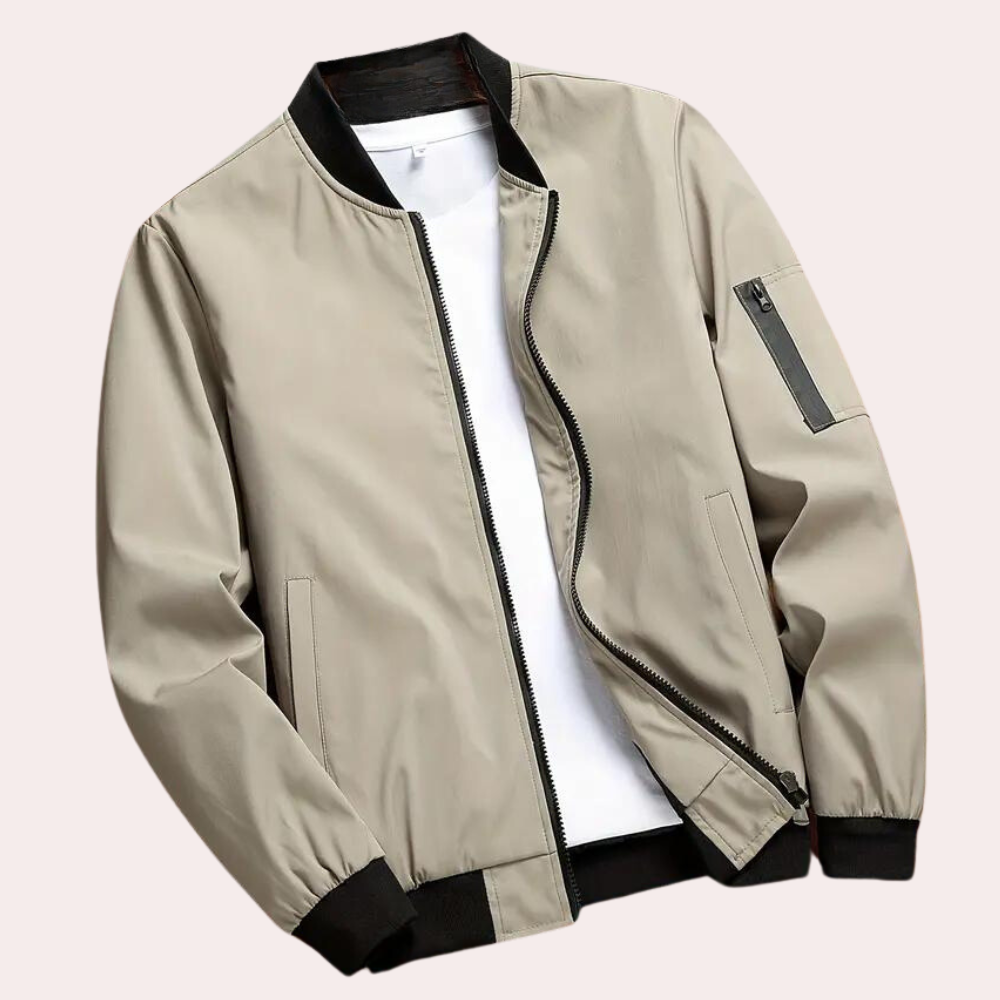 Blouson homme – Coupe décontractée – Tissu léger respirant – Poches zippées