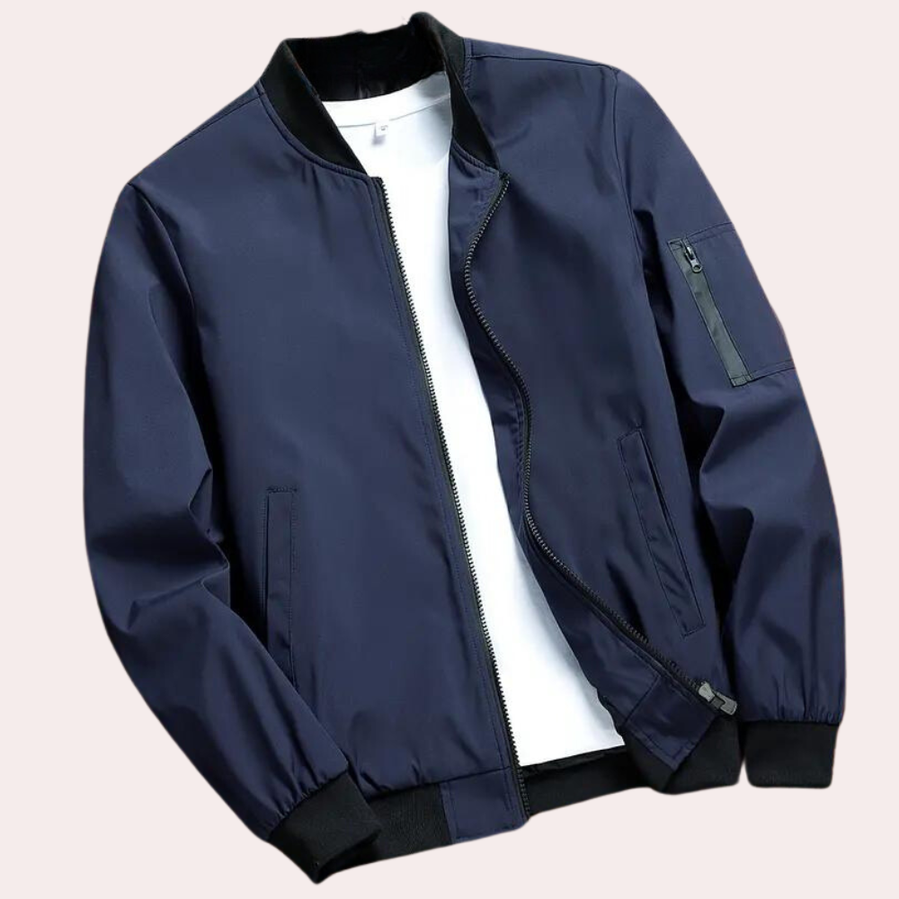 Blouson homme – Coupe décontractée – Tissu léger respirant – Poches zippées