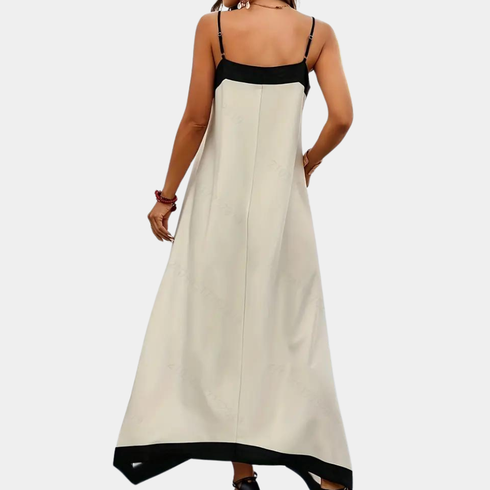 Robe Maxi Femme - Sans Manches - Décolleté V - Coupe Ample - Tissu Léger et Fluide