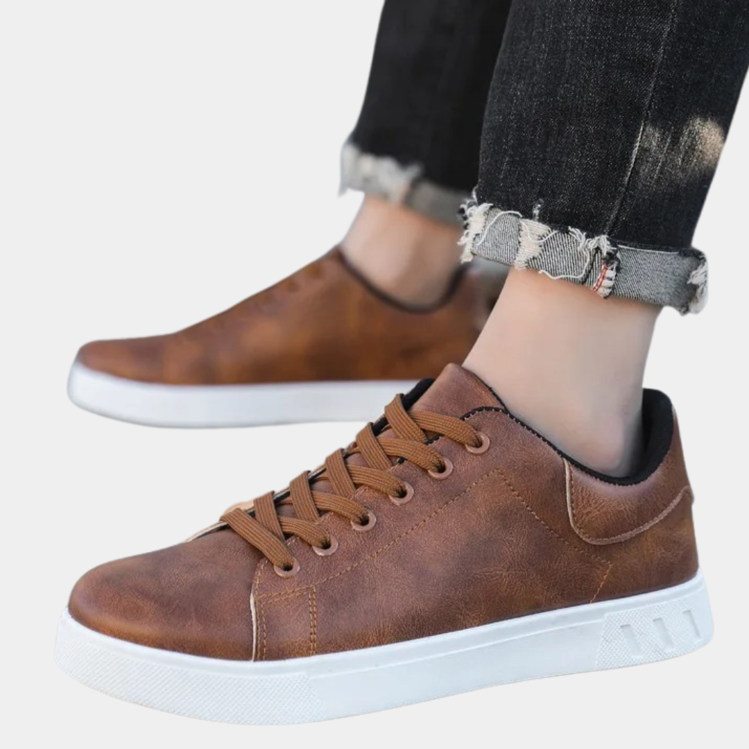 Baskets Homme - Cuir Synthétique - Confort Lacets - Semelle Antidérapante