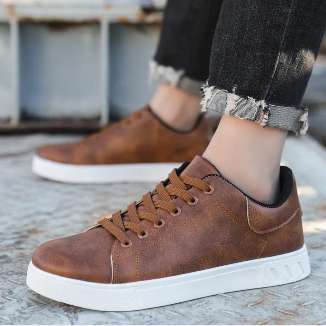 Baskets Homme - Cuir Synthétique - Confort Lacets - Semelle Antidérapante