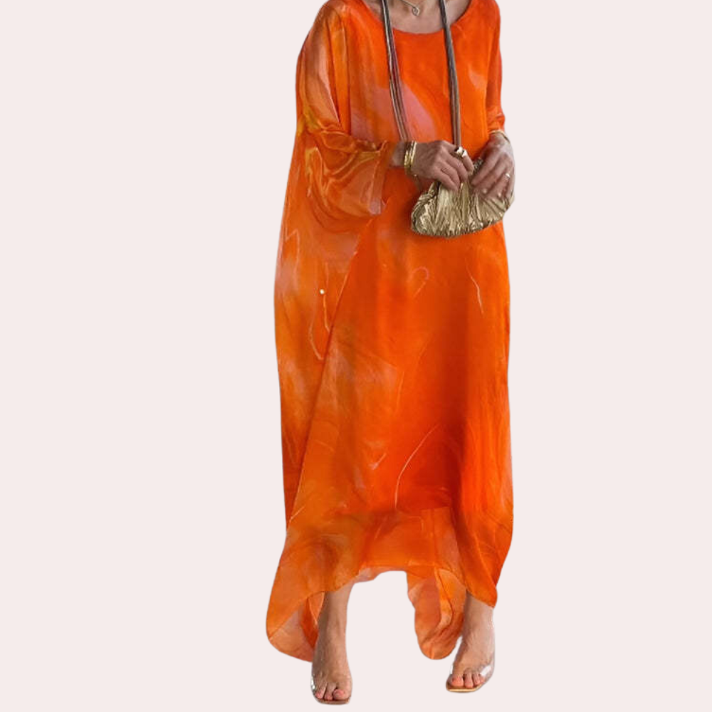 Robe Kaftan Femme – Coupe Ample Fluide – Manches Longues – Col Rond Élégant