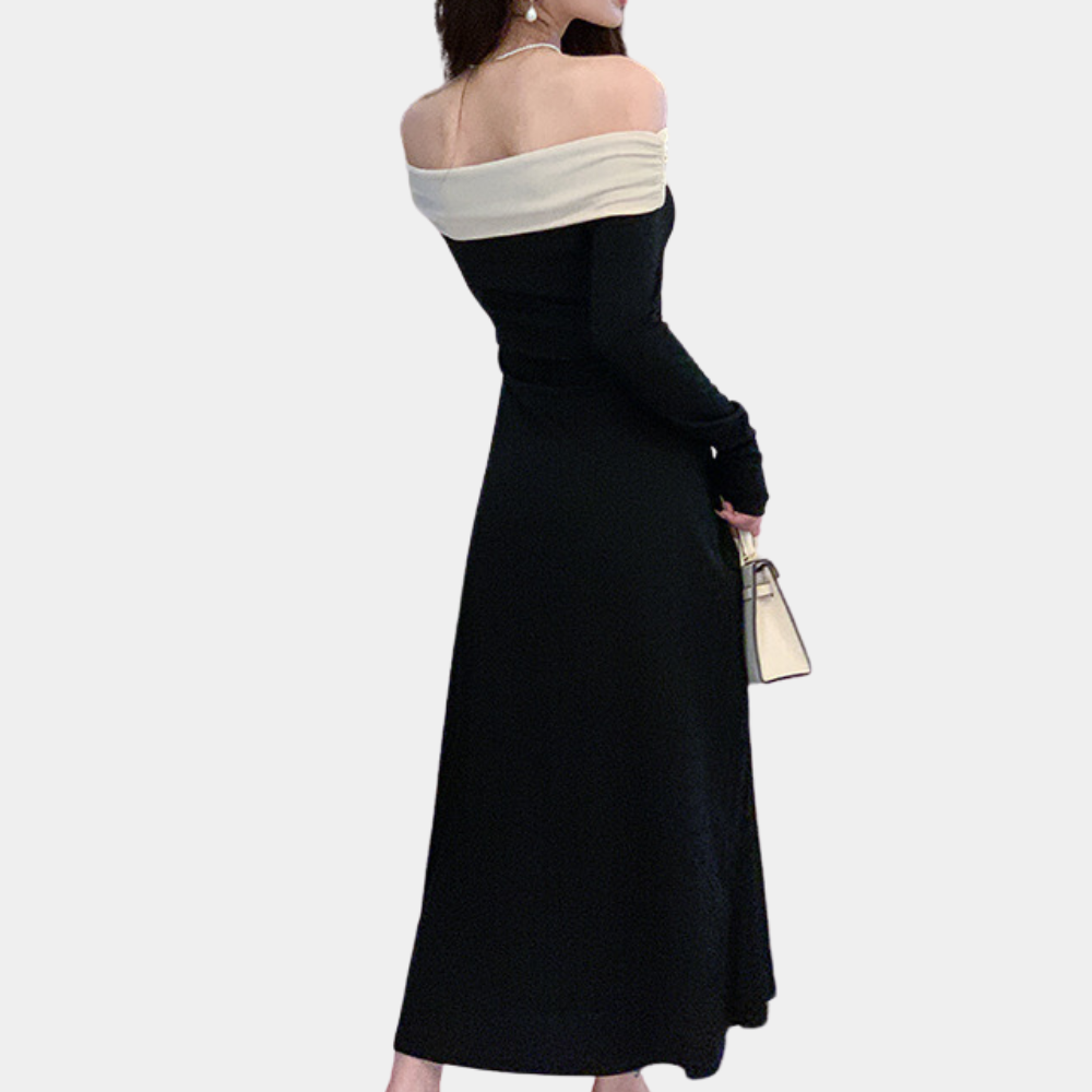 Robe Maxi Femme - Épaules Dénudées - Manches Longues - Élégante et Fluide