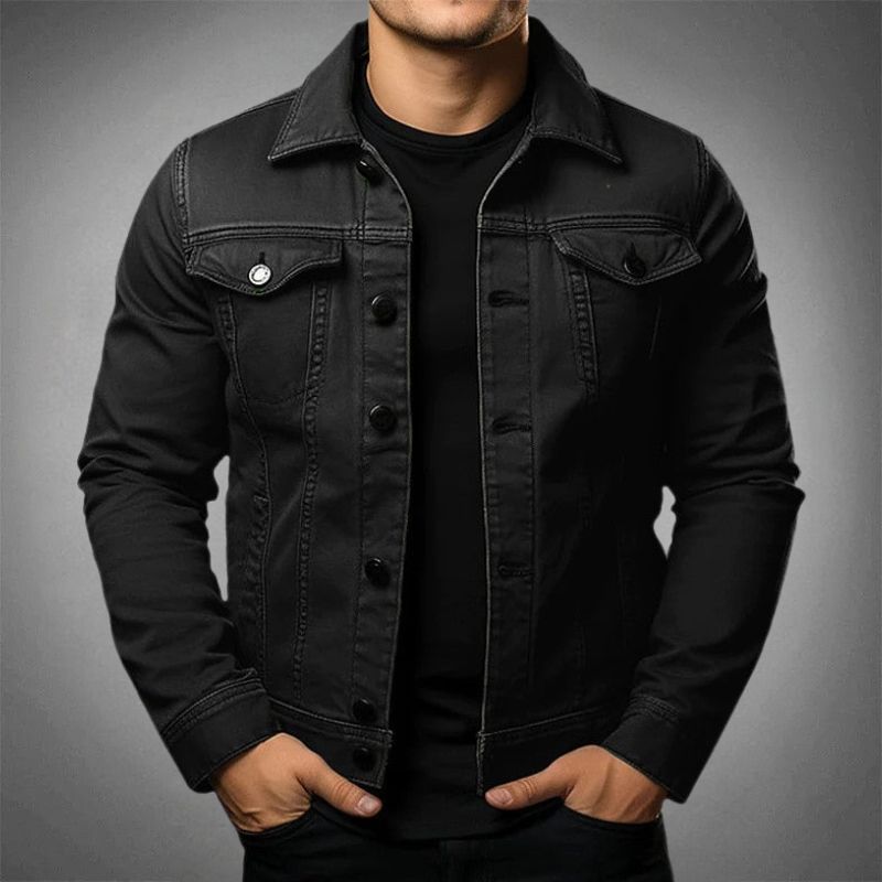 Veste en jean homme – Coupe slim – Boutonnage métal – Style classique structuré