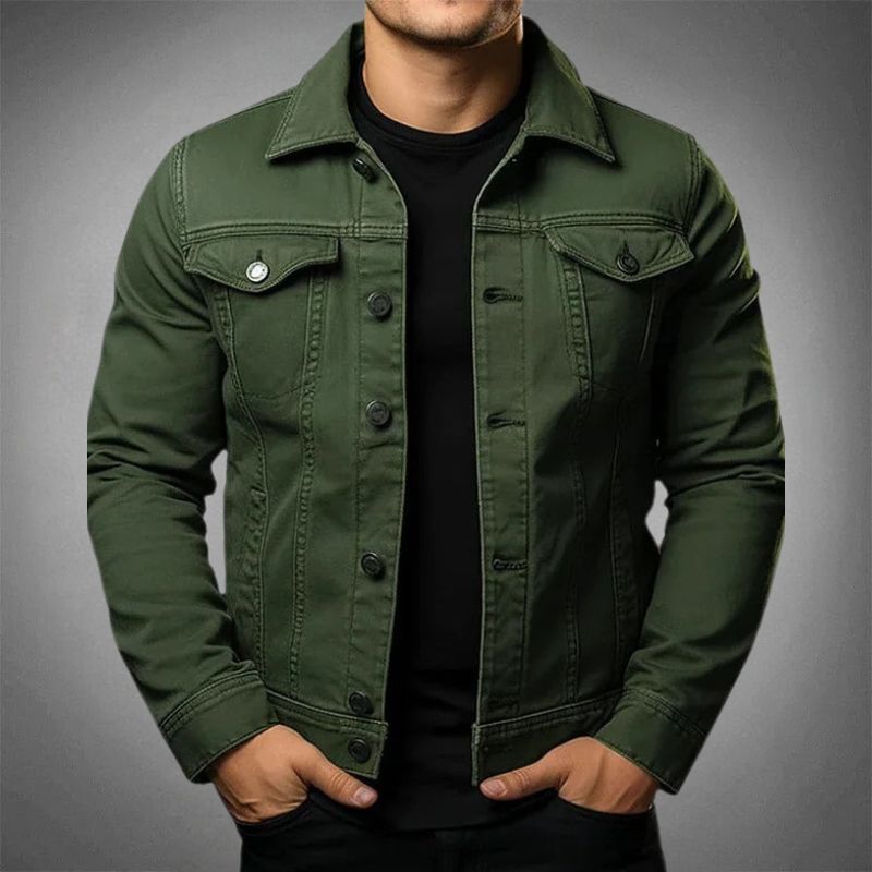 Veste en jean homme – Coupe slim – Boutonnage métal – Style classique structuré