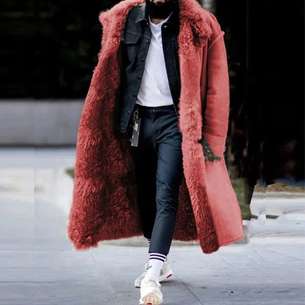 Manteau long homme – Coupe oversize – Doublure douce – Capuche – Laine – Fermeture brandebourg