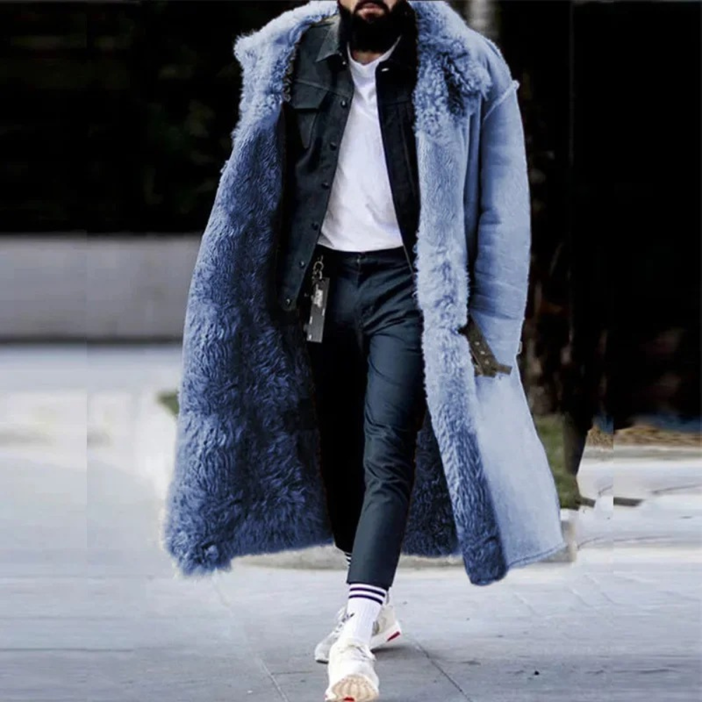 Manteau long homme – Coupe oversize – Doublure douce – Capuche – Laine – Fermeture brandebourg