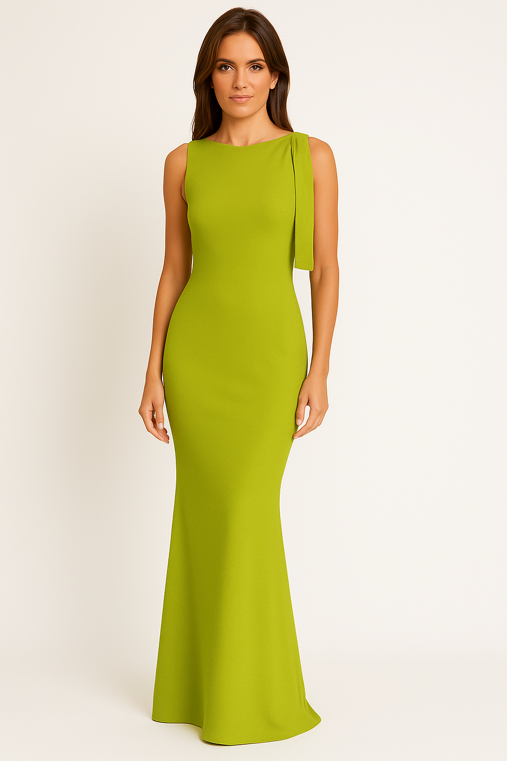 Robe Femme Épaule Dénudée – Coupe Ajustée – Longueur Maxi – Tissu Satiné Élégant