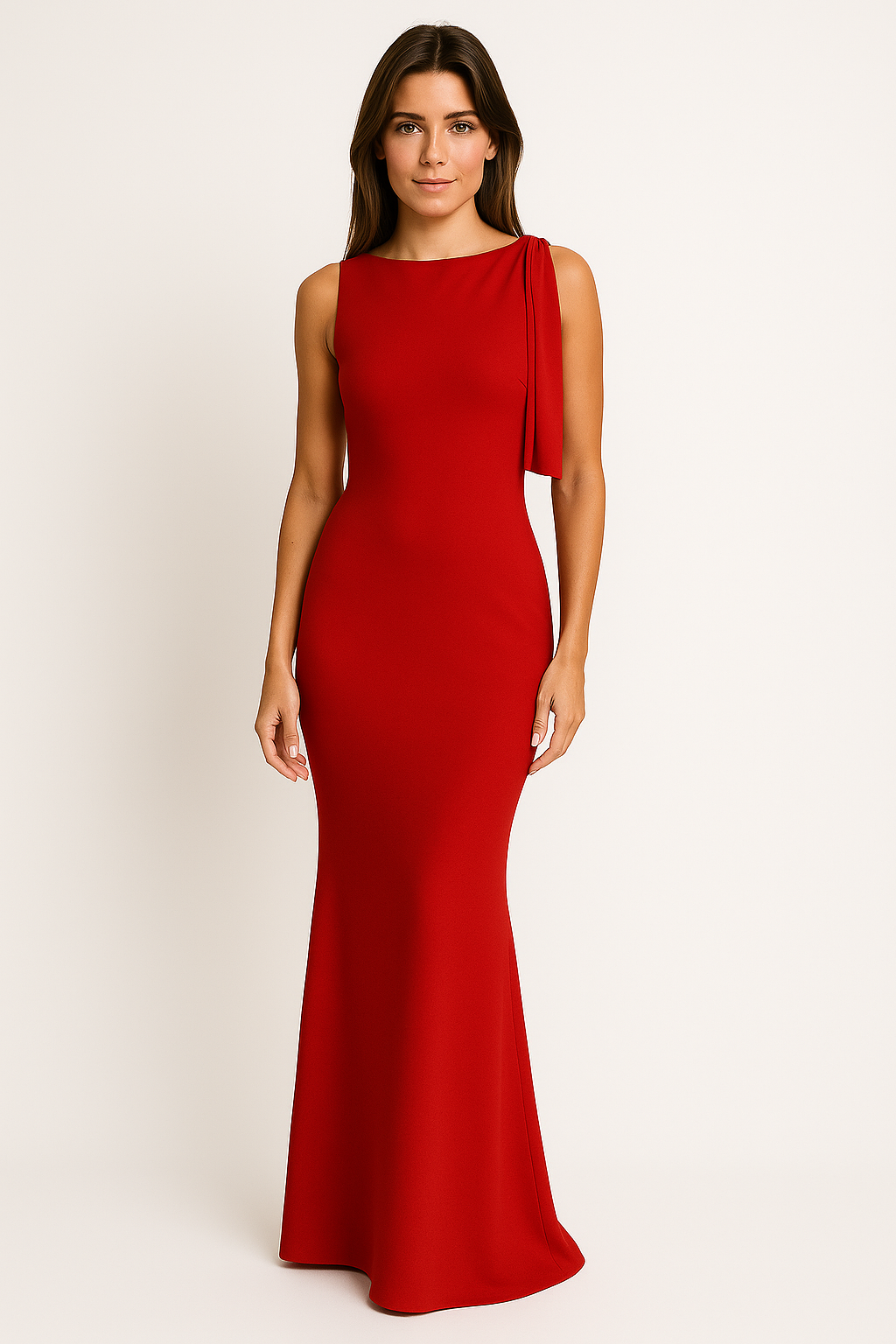 Robe Femme Épaule Dénudée – Coupe Ajustée – Longueur Maxi – Tissu Satiné Élégant