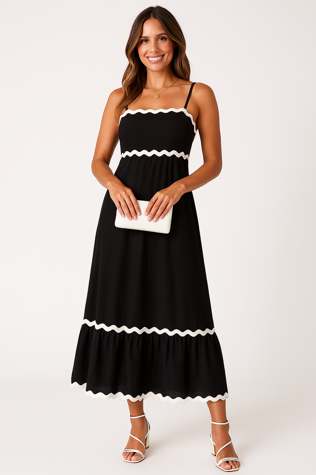 Robe longue femme – Coton léger – Coupe évasée – Bretelles fines bohèmes