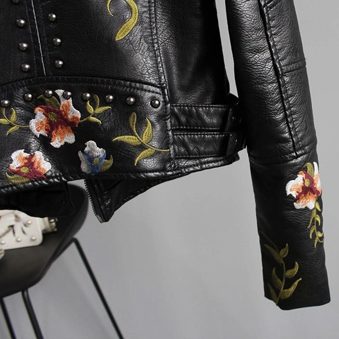 Veste en cuir floral élégante, chic et durable pour femme
