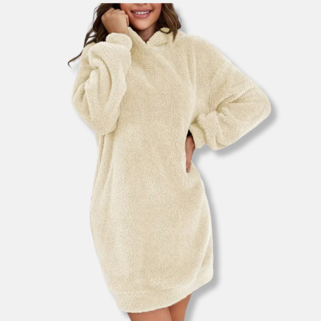 Robe sweat à capuche femme – Coupe oversize – Molleton doux – Manches longues