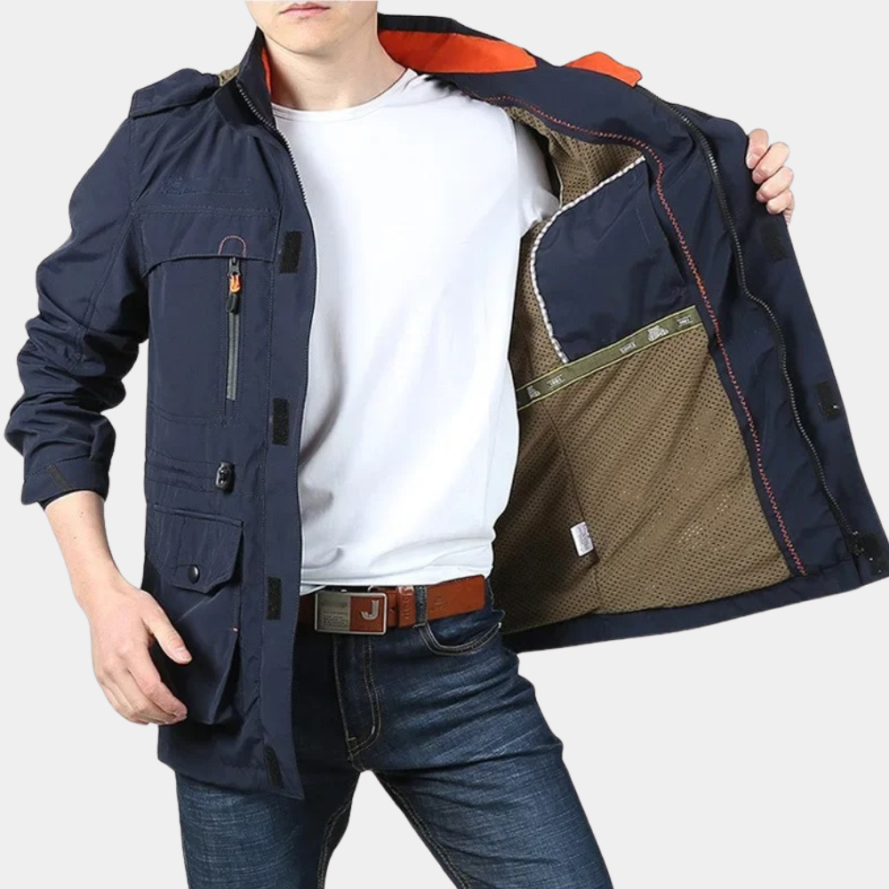 Veste cargo homme – Coton léger – Coupe droite – Style utilitaire multi-poches