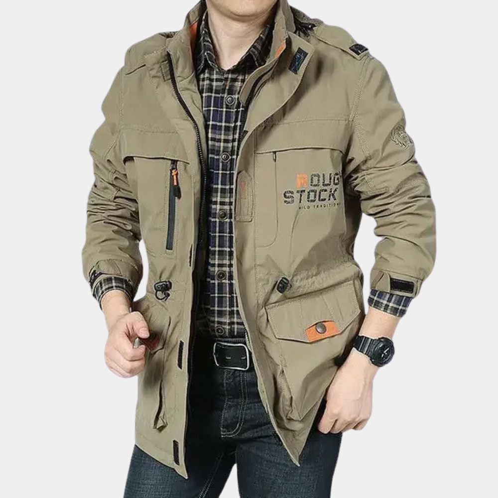 Veste cargo homme – Coton léger – Coupe droite – Style utilitaire multi-poches