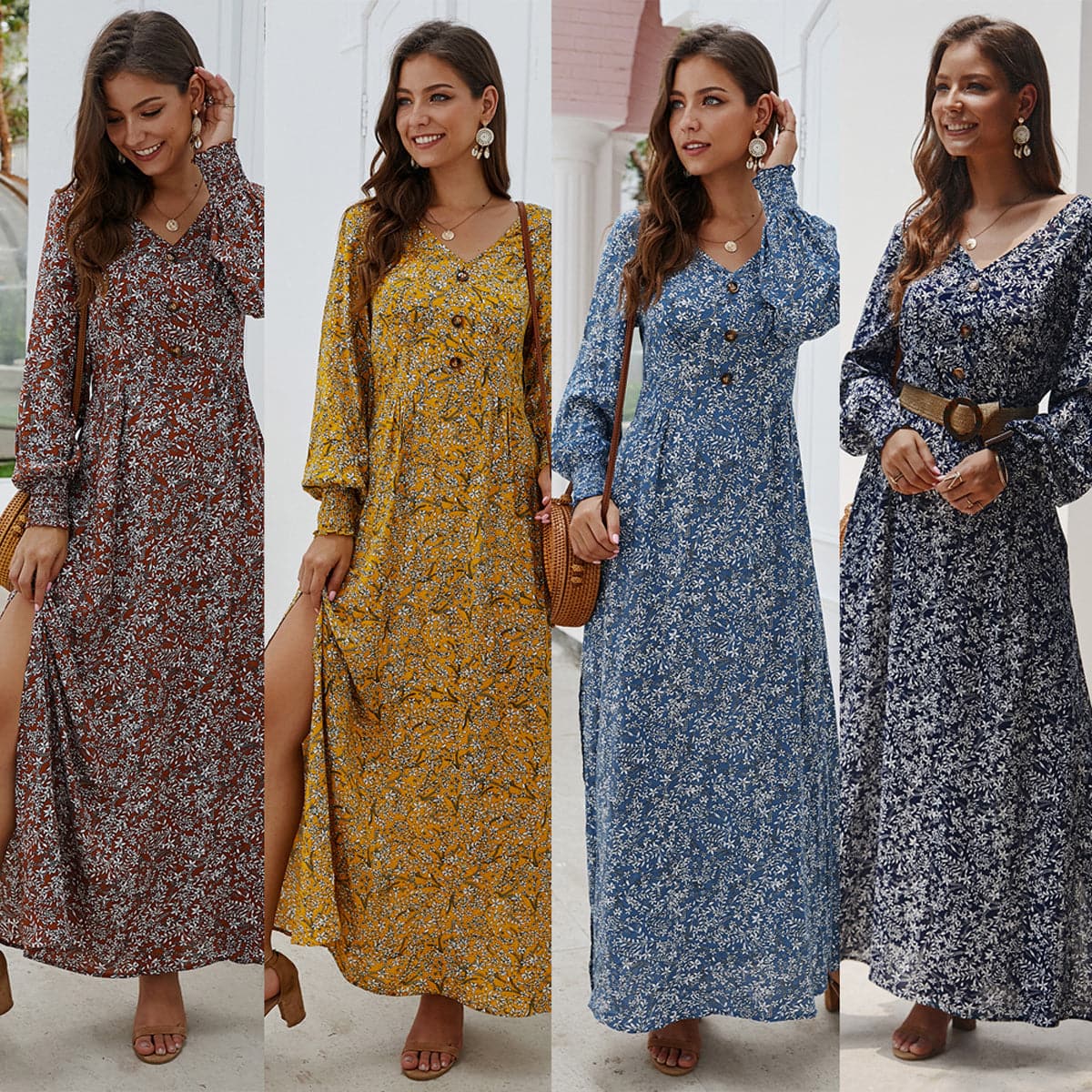 Elena - Robe longue de créateur avec fentes latérales