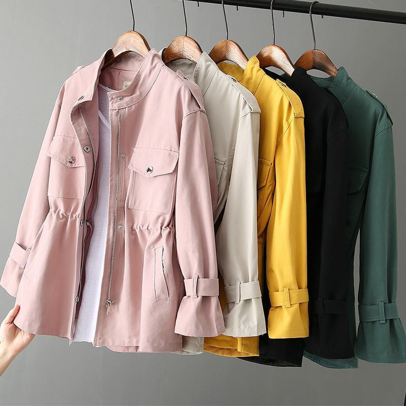 Veste femme – Coupe décontractée – Taille ajustable – Col montant zippé