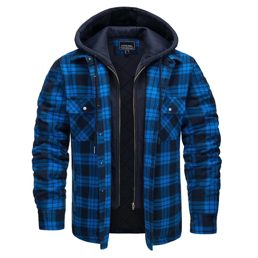 Veste à capuche homme – Coupe décontractée – Motif carreaux – Doublure matelassée