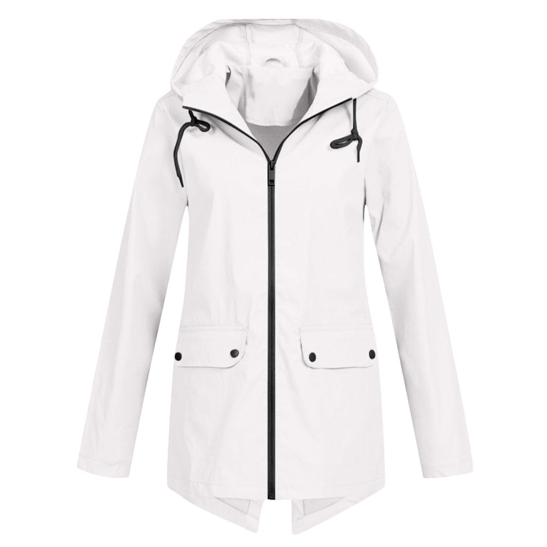 Veste imperméable femme – Coupe décontractée – Capuche ajustable – Mi-longue
