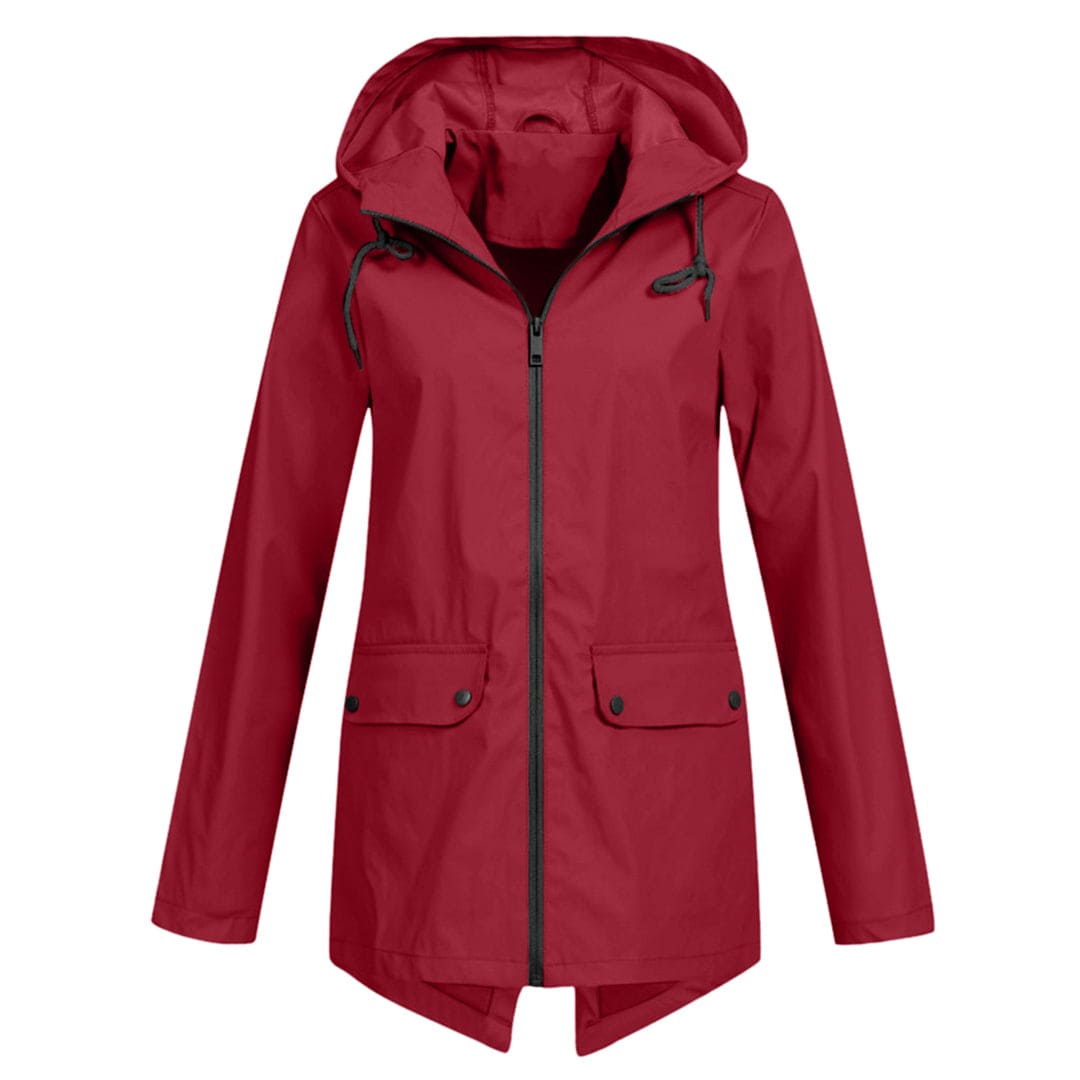 Veste imperméable femme – Coupe décontractée – Capuche ajustable – Mi-longue