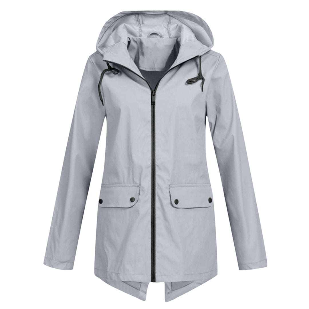 Veste imperméable femme – Coupe décontractée – Capuche ajustable – Mi-longue