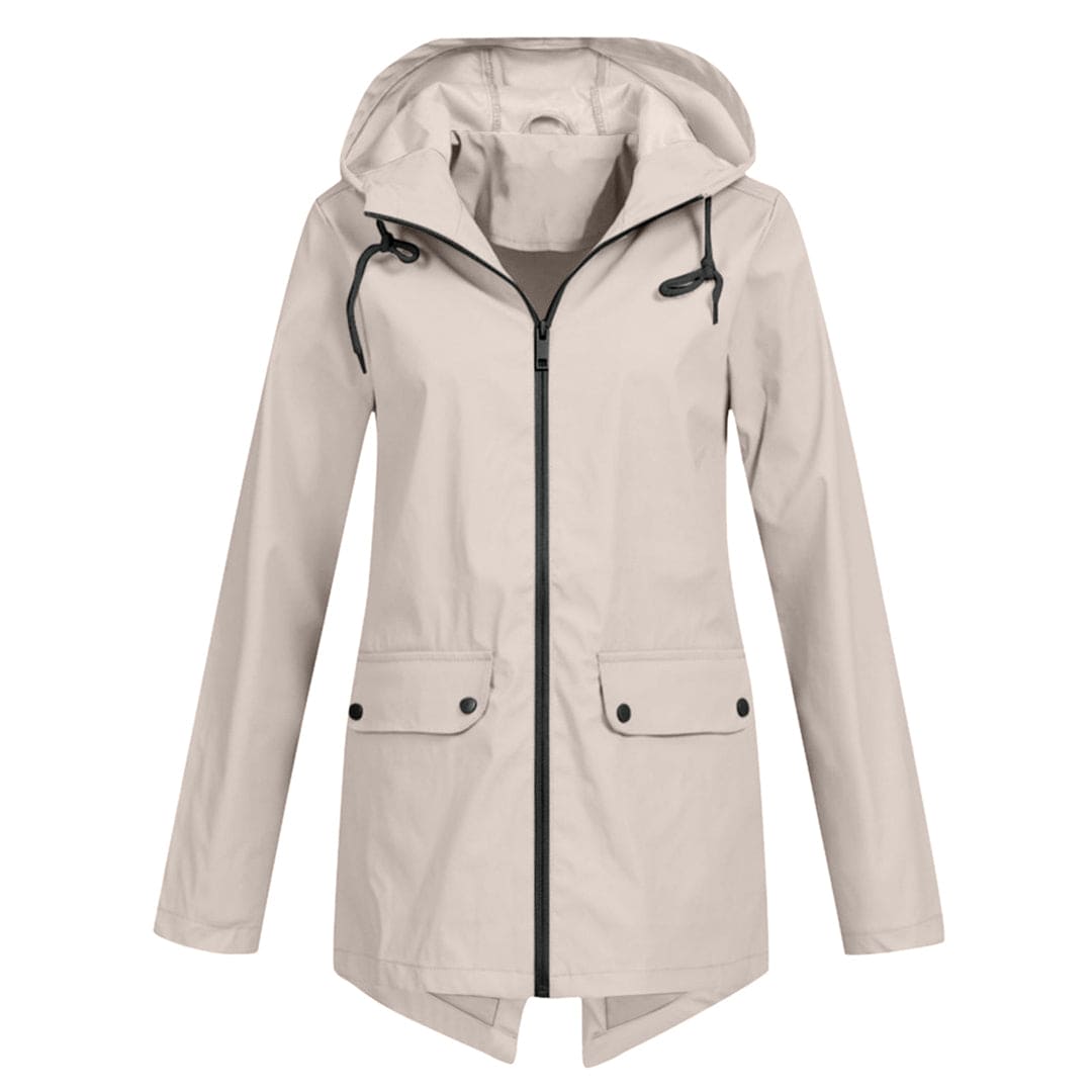 Veste imperméable femme – Coupe décontractée – Capuche ajustable – Mi-longue