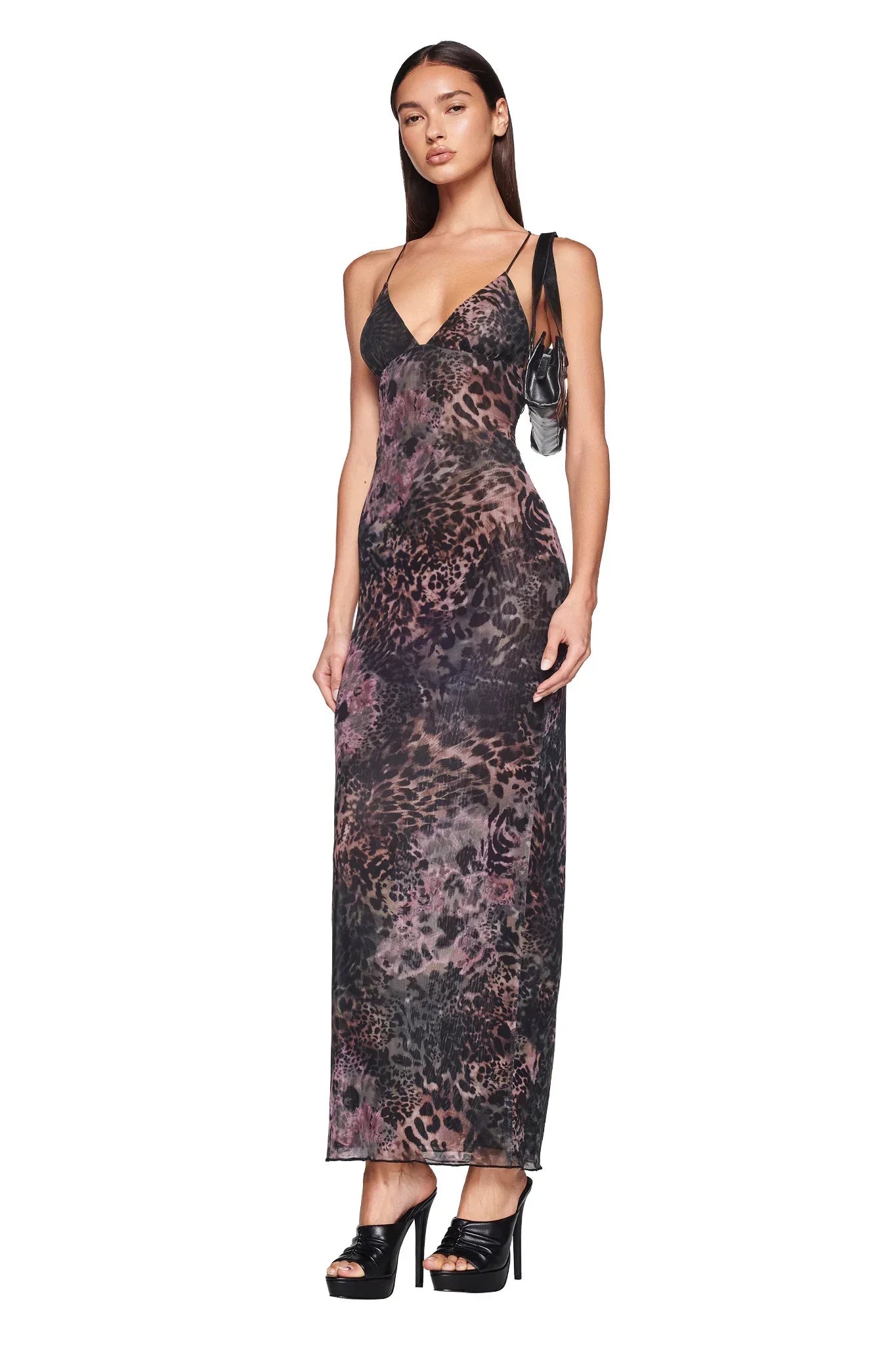 Robe Longue Femme - Dos Nu - Détails Papillon - Tissu Léger Imprimé Fluide