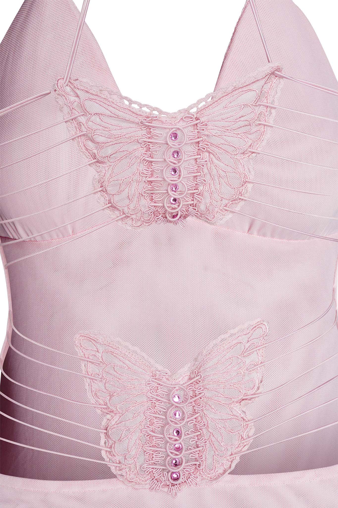 Robe Longue Femme - Dos Nu - Détails Papillon - Tissu Léger Imprimé Fluide