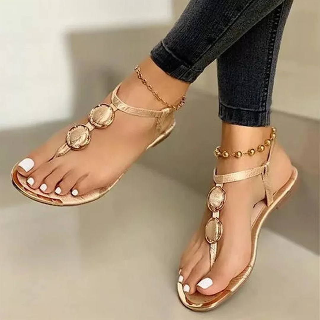Sandales Femme – Plates Confortables – Bride Cheville – Détails Élégants