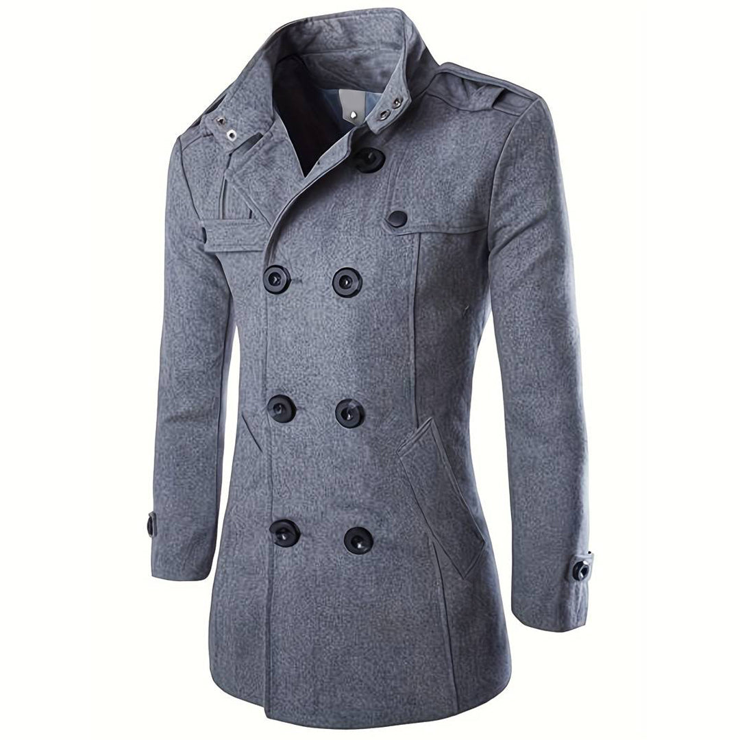 Veste homme – Coupe ajustée – Laine chaude – Double boutonnage – Col montant