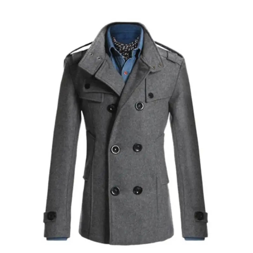 Manteau homme – Laine mélangée – Coupe structurée – Double boutonnage formel