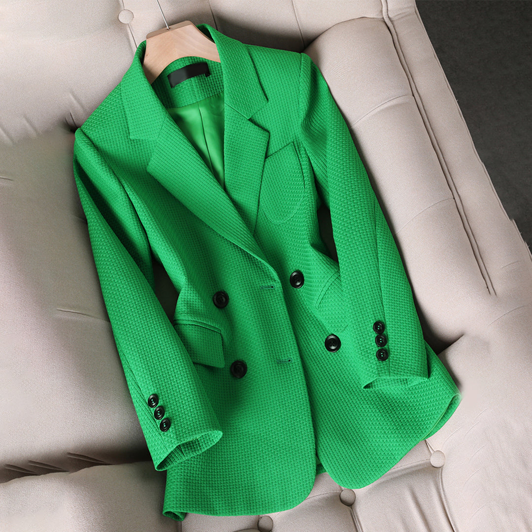 Blazer femme – Coupe ajustée – Tissu texturé luxe – Double boutonnage – Col à revers