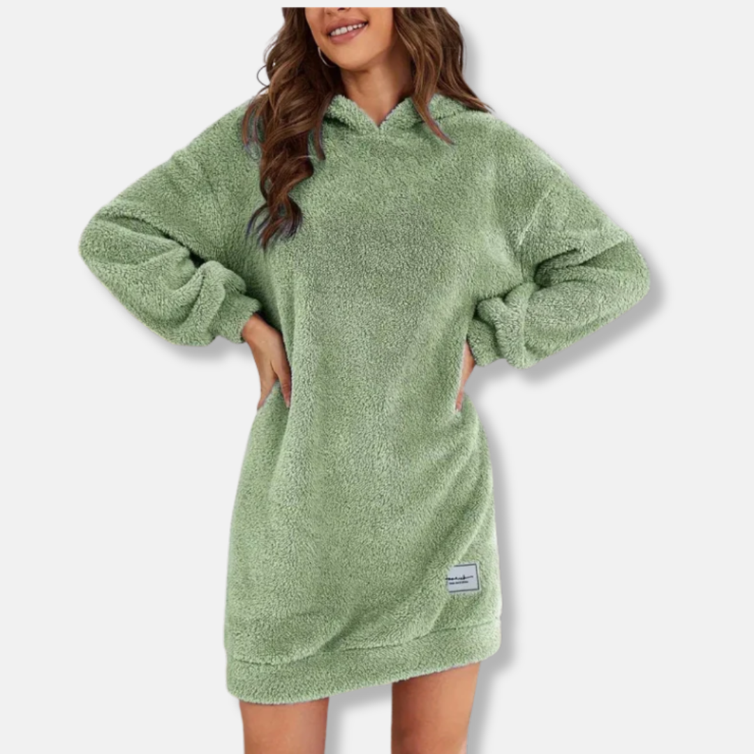 Robe sweat à capuche femme – Coupe oversize – Molleton doux – Manches longues