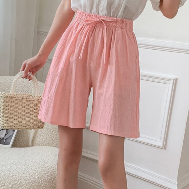 Short en coton pour femme - Taille élastiquée - Classique et confortable