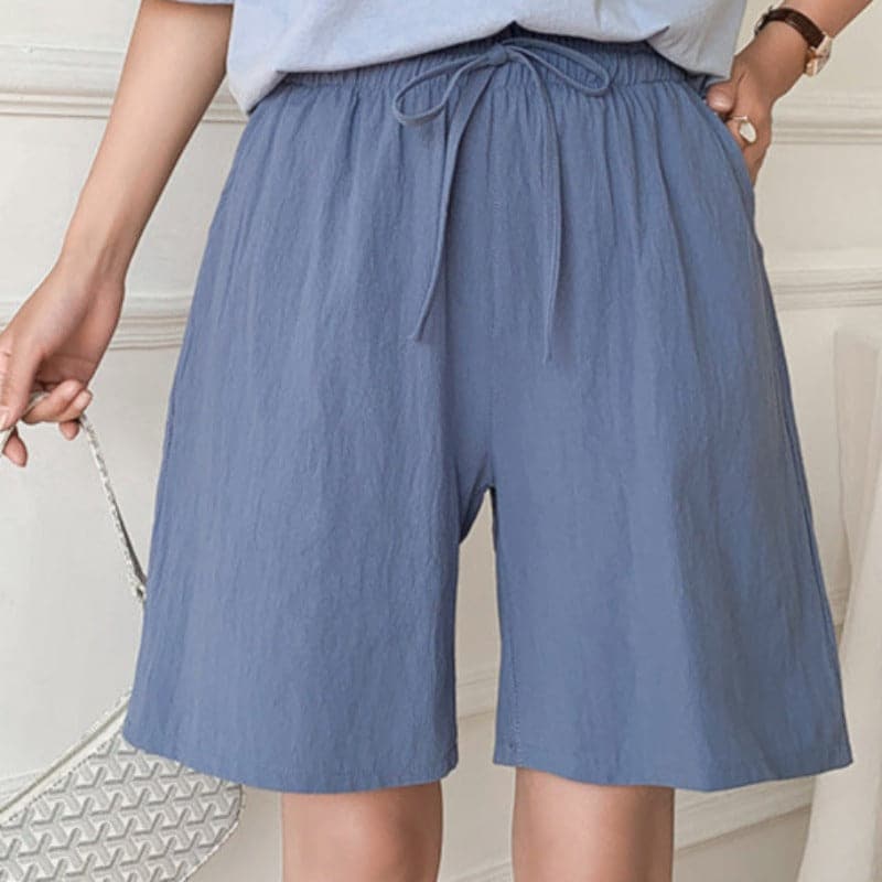 Short en coton pour femme - Taille élastiquée - Classique et confortable