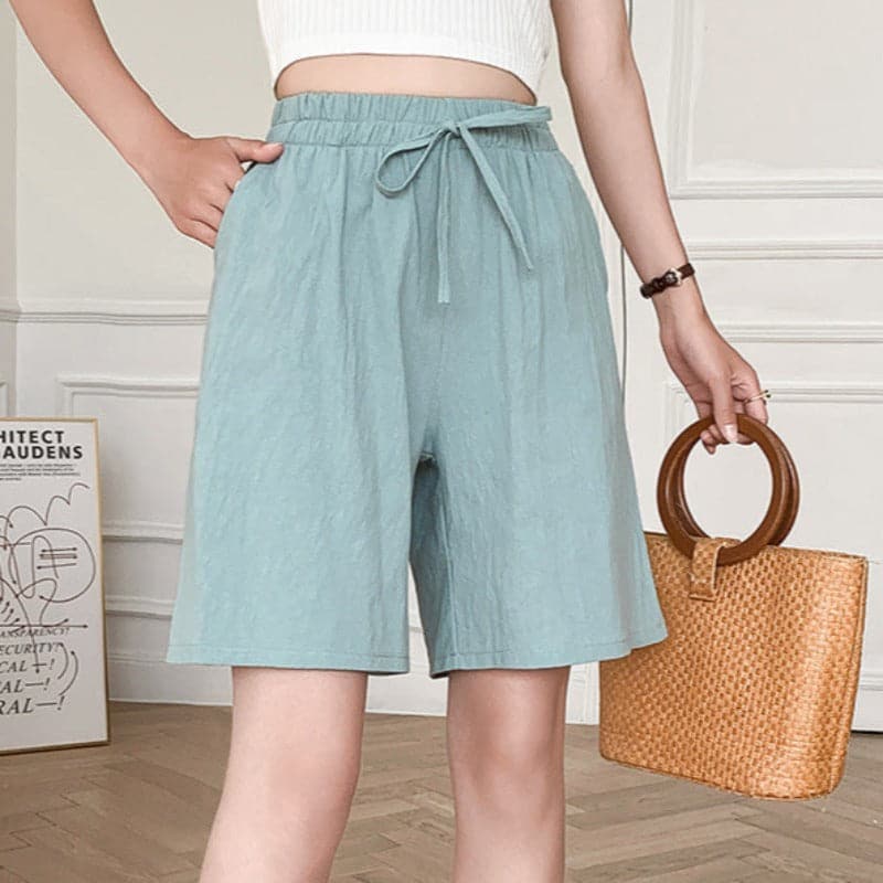 Short en coton pour femme - Taille élastiquée - Classique et confortable