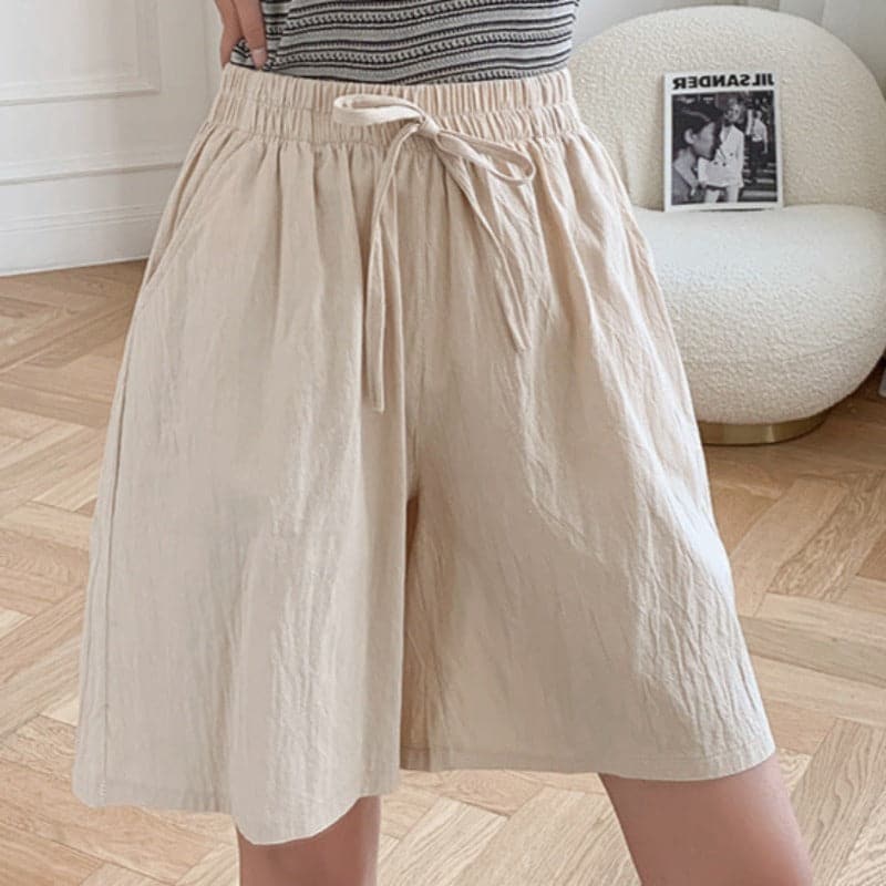 Short en coton pour femme - Taille élastiquée - Classique et confortable