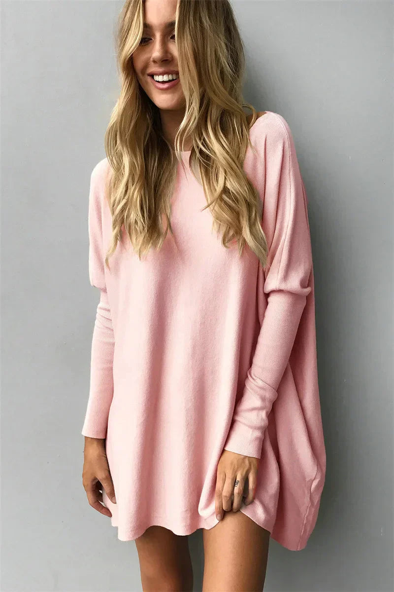 Pull Femme – Maille Douce – Coupe Oversize – Longueur Tunique – Col Rond